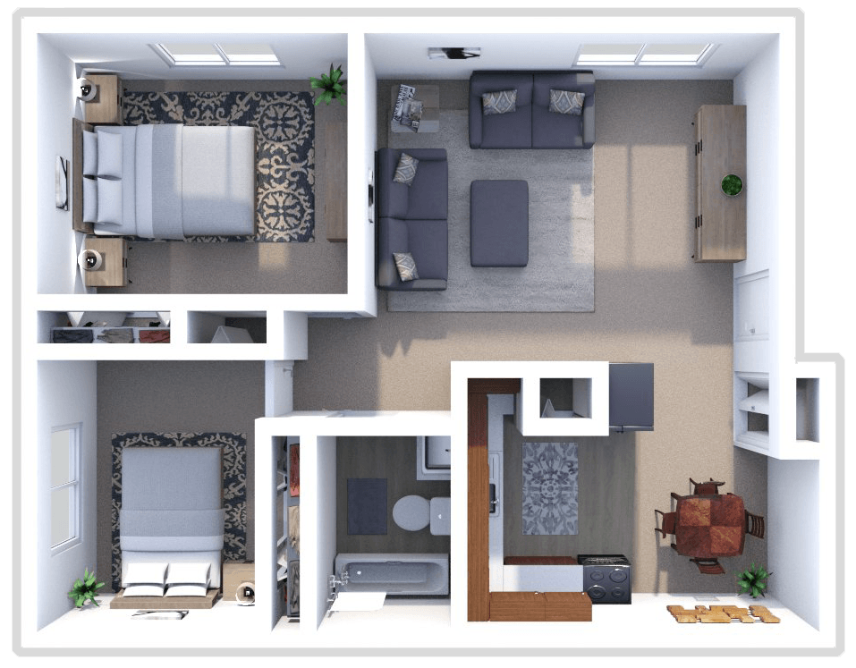 2 BED  1 BATH floor plan